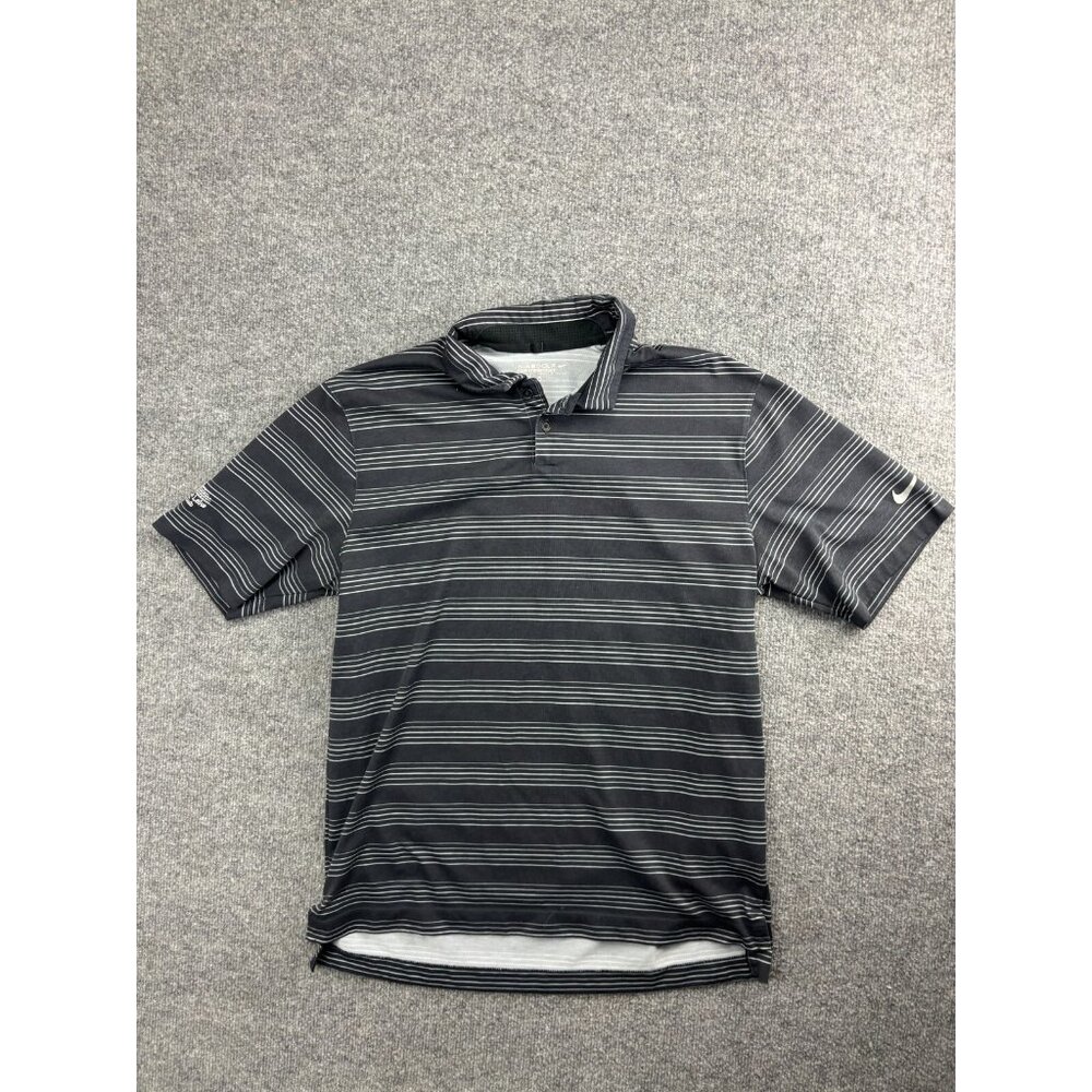 Nike Golf Tour Performance Polo Shirt Men's‎ Medium Black Striped Dri-Fit